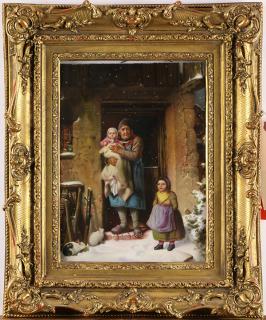 Appraisal: Framed KPM painted porcelain plaque Framed KPM painted porcelain plaque