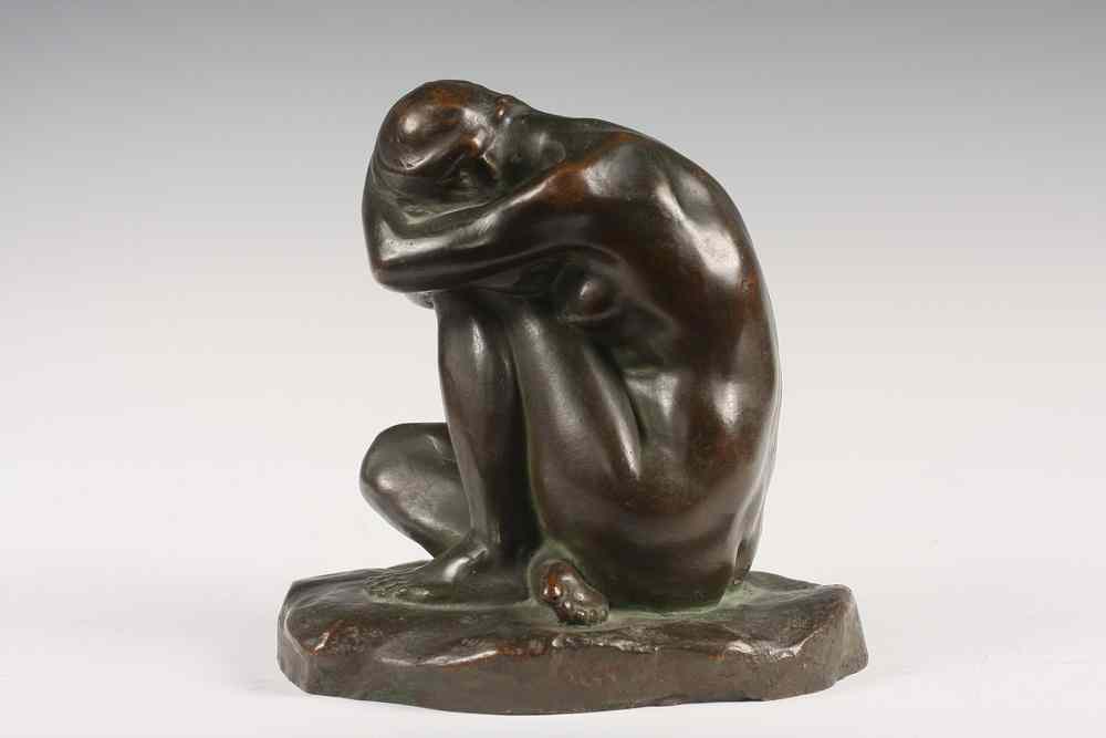 Appraisal: BRONZE SCULPTURE - 'l'Isolee' by Abasentia St Leger Eberle NY