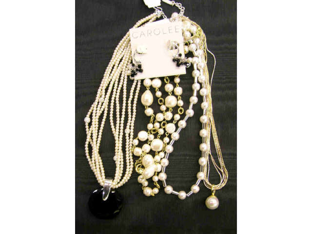 Appraisal: Five pieces of faux pearl costume jewelry including Carolee necklace