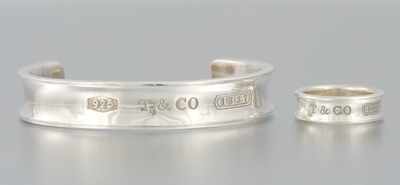 Appraisal: A Stamped Tiffany Co Sterling Silver Cuff Bracelet and Matching