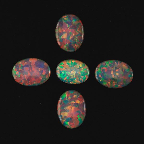 Appraisal: Five Unmounted Cabochon Oval Cut Triplets Black Opal Gemstones Four