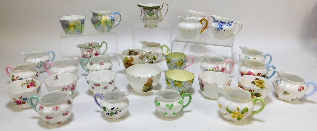 Appraisal: PC SHELLEY FLORAL CREAMER SUGAR BOWL GROUP England th CenturyIncludes