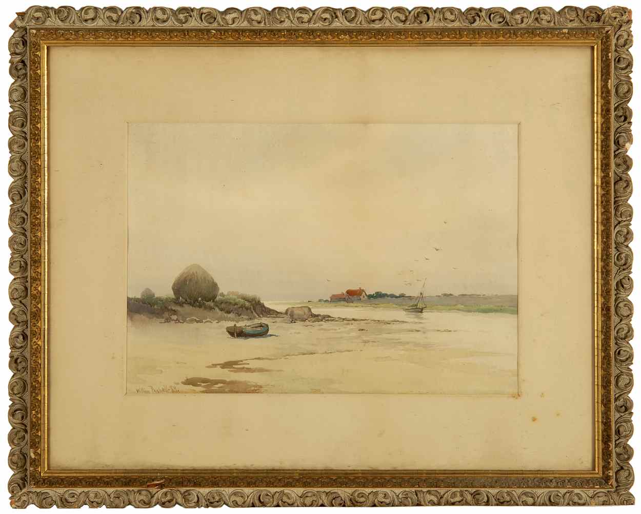 Appraisal: WILLIAM FREDERICK PASKELLAmerican - Coastal inlet with haystack and boats