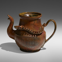 Appraisal: George E Ohr FINE AND LARGE TEAPOT WITH SNAKE USA