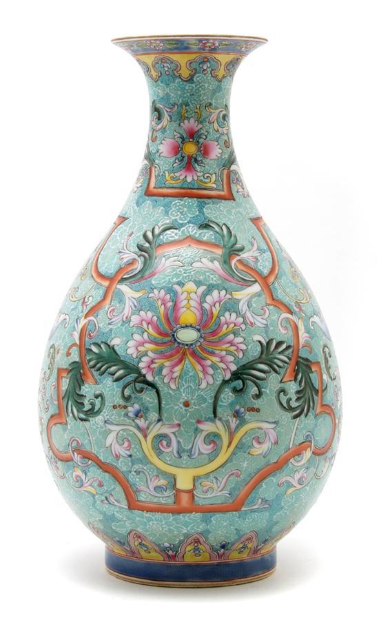 Appraisal: A Chinese Porcelain Bottle Vase with scrolling strapwork and foliate