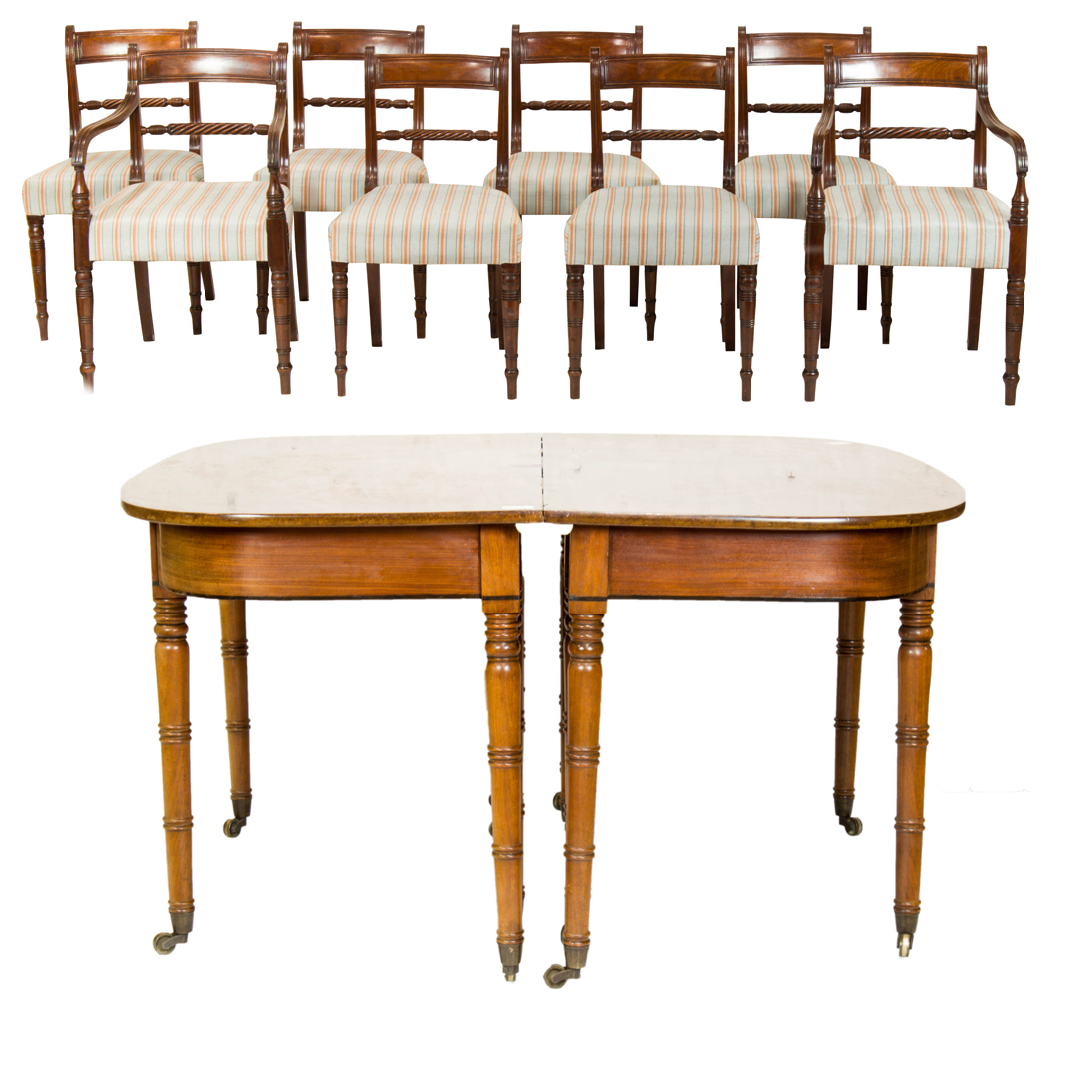 Appraisal: A LATE REGENCY MAHOGANY BANQUET TABLE AND CHAIRS SECOND QUARTER