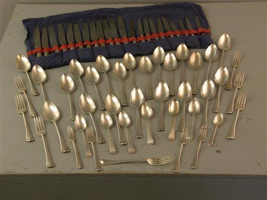 Appraisal: George III old English pattern table silver comprising table spoons