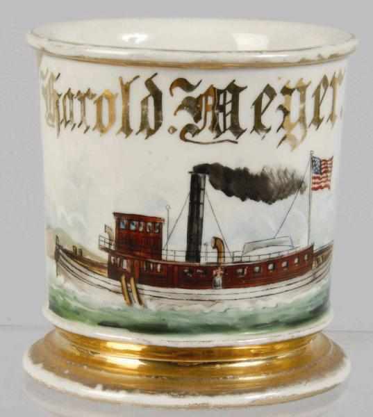 Appraisal: Captain Shaving Mug Description Gilt name Harold Meyer across top