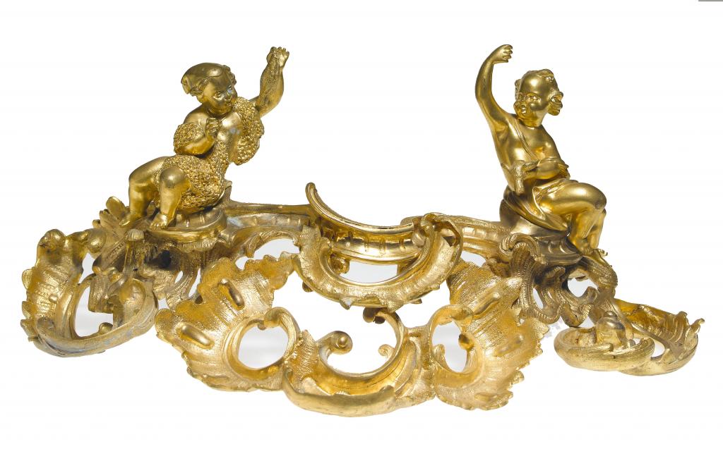 Appraisal: A FRENCH NEO ROCOCO GILT BRONZE FENDER mounted with the