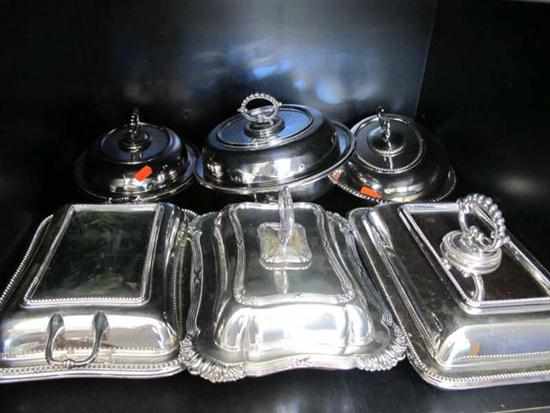 Appraisal: SHELF OF ASSORTED VICTORIAN AND LATER SILVER PLATE TUREENS