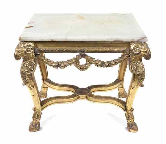 Appraisal: A Neoclassical Giltwood and Onyx Occasional Table having a rectangular