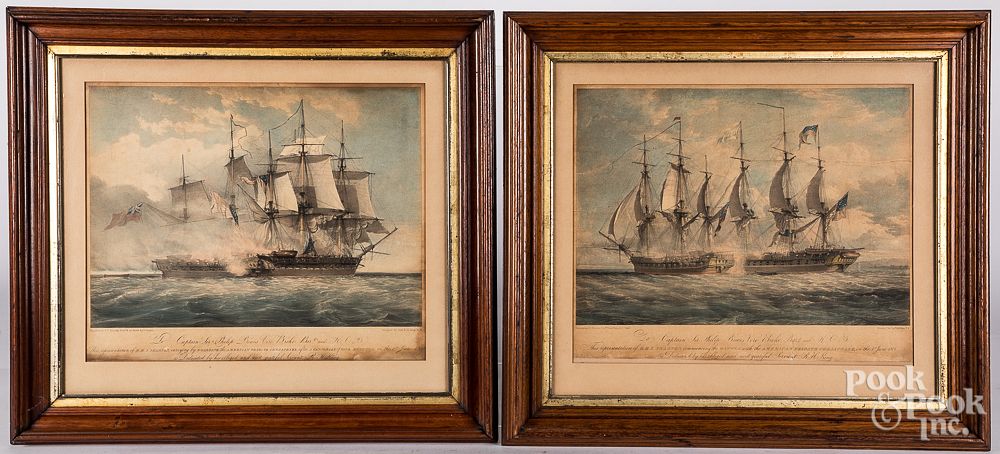 Appraisal: Two maritime war lithographs early th c Two maritime war