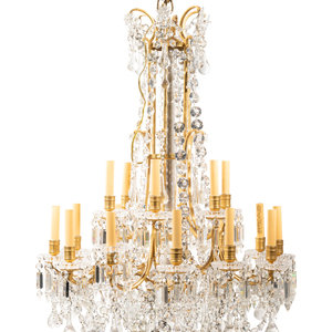 Appraisal: A French Gilt Bronze and Cut Glass Eighteen-Light Chandelier Attributed