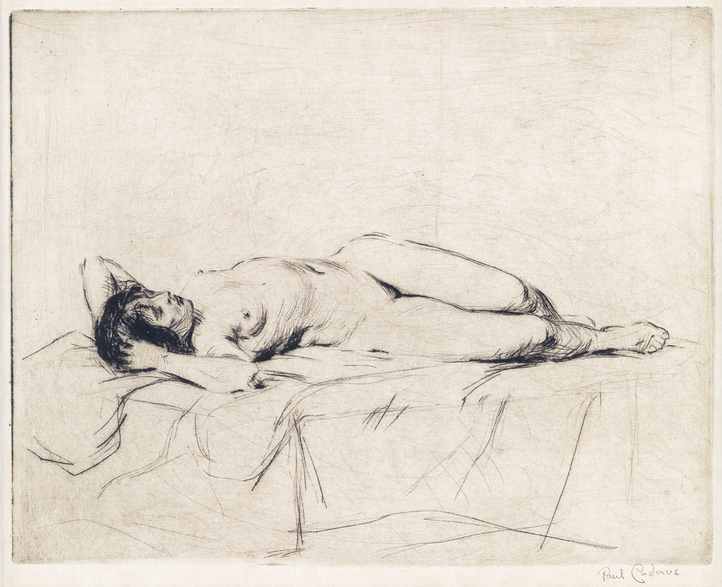 Appraisal: PAUL CADMUS Reclining Nude Drypoint circa - x mm x