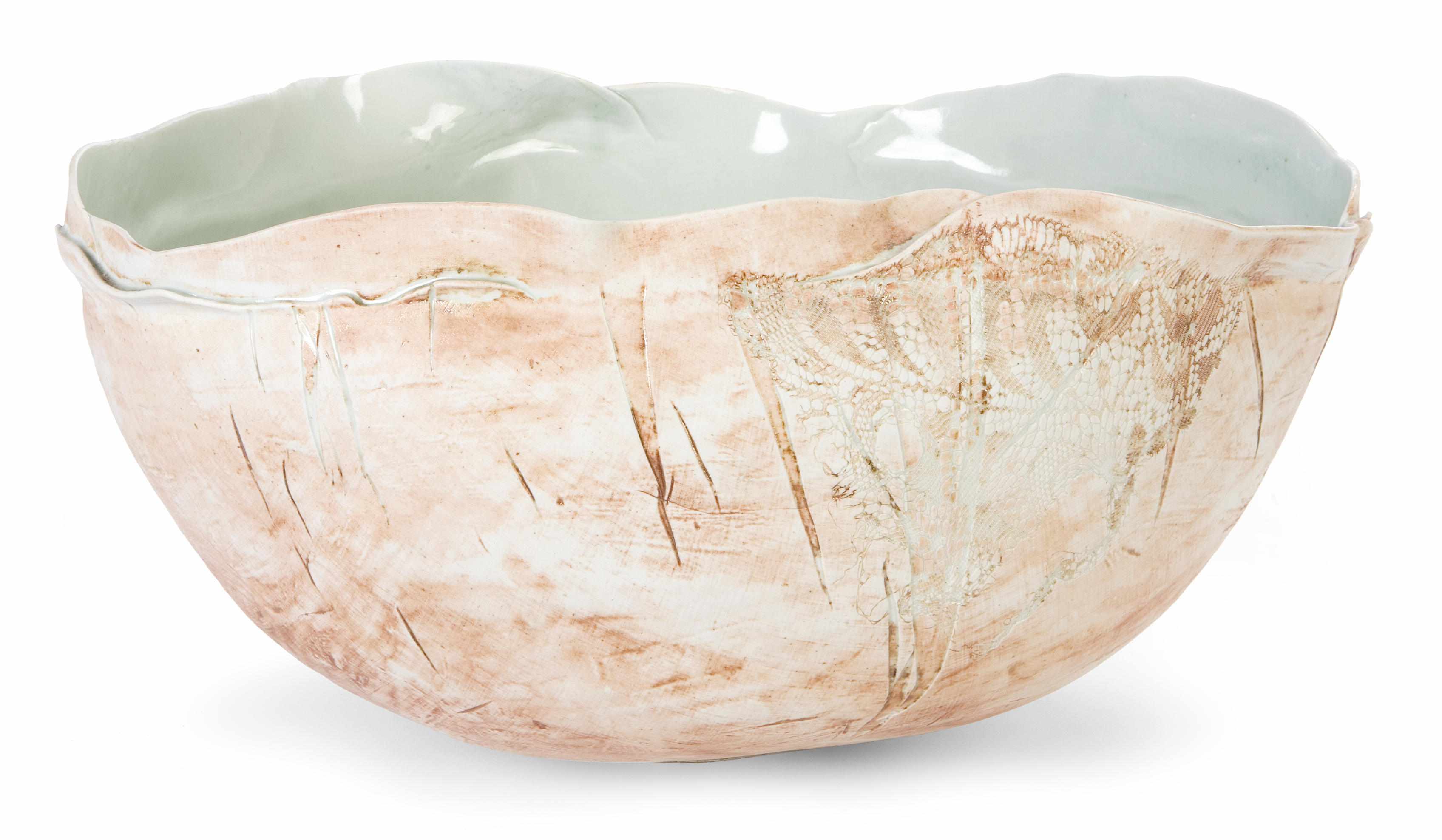 Appraisal: A contemporary textured glazed ceramic bowl last quarter th Centurywith