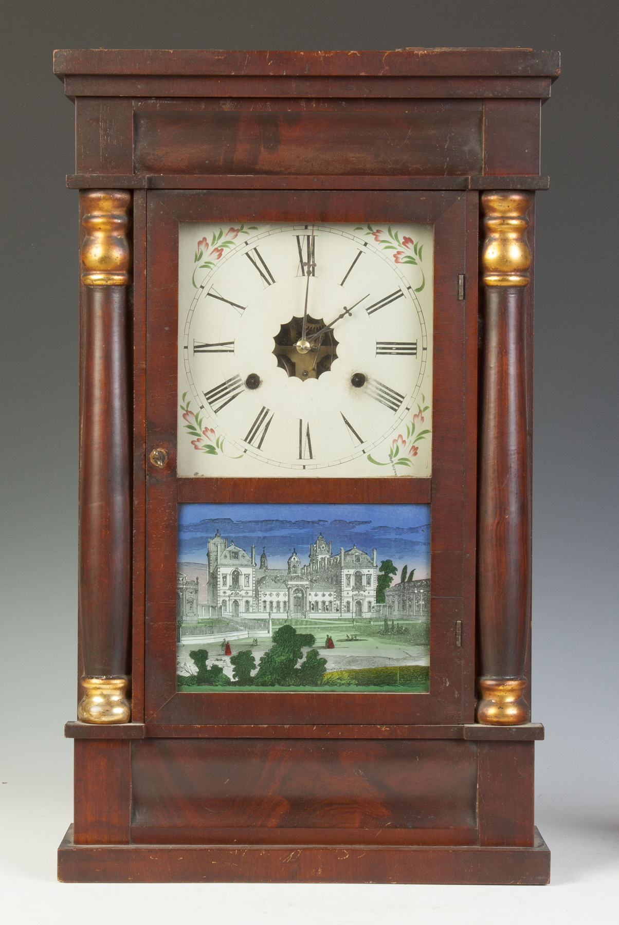 Appraisal: Jerome Co Shelf Clock Mahogany case original finish Grained gilded