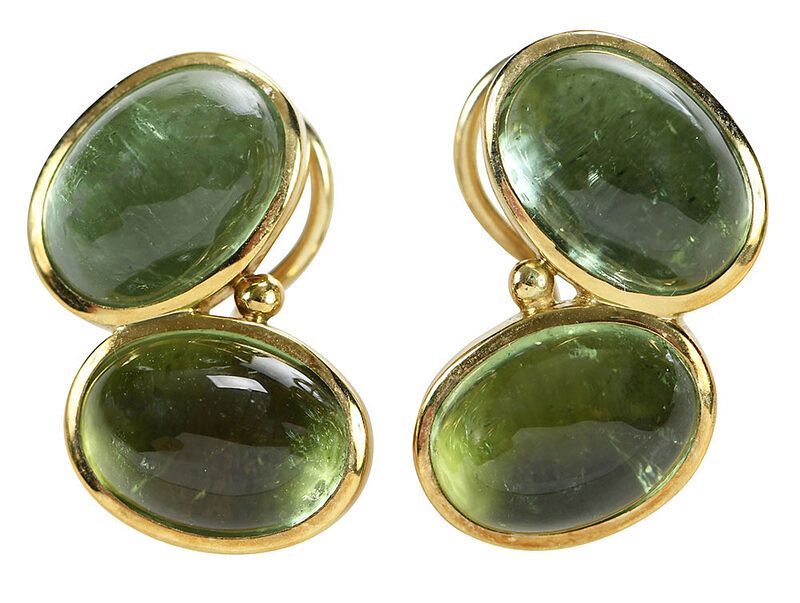 Appraisal: kt Peridot Earrings each with four oval peridot cabochons approx