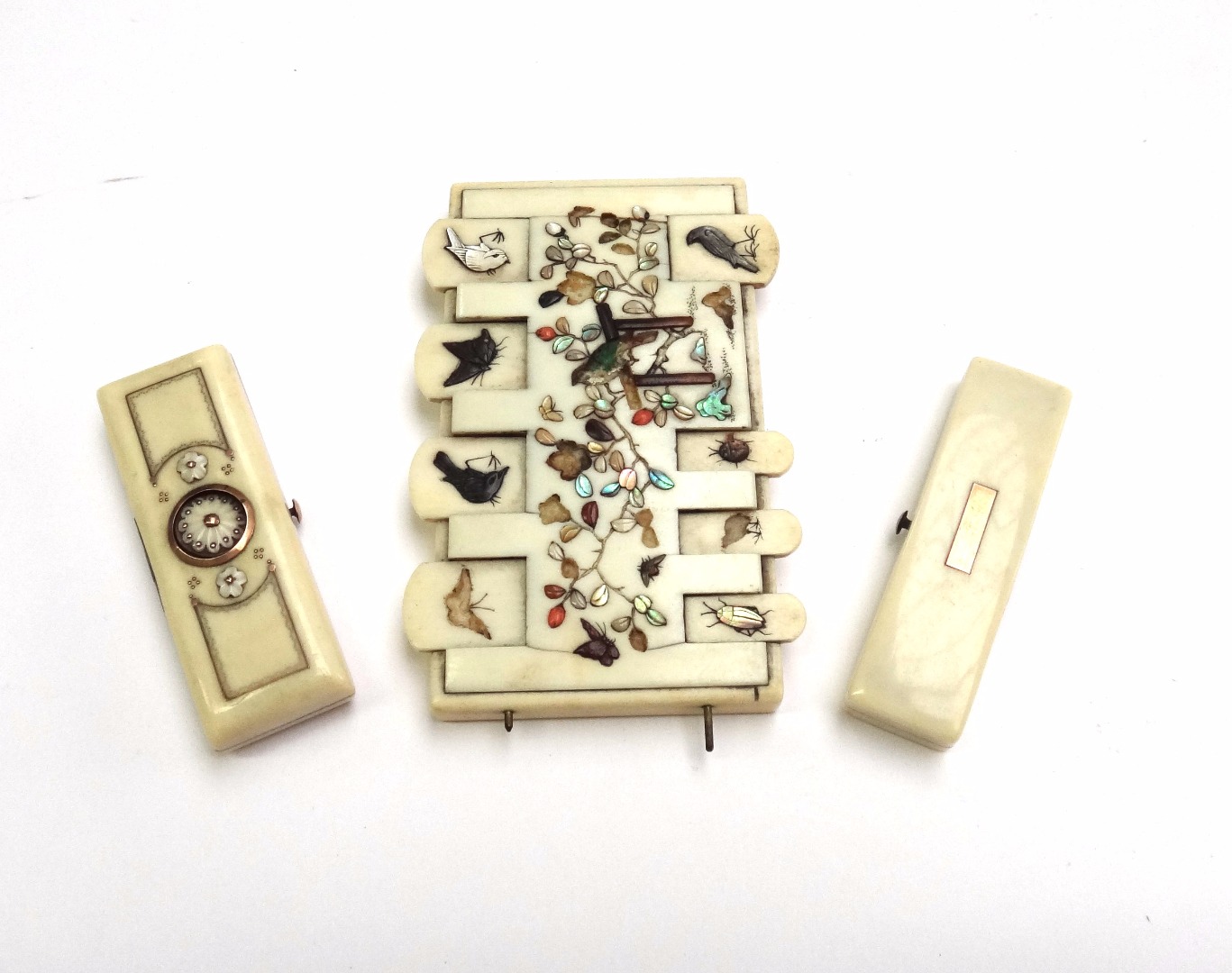 Appraisal: Two George III ivory toothpick boxes and a th century