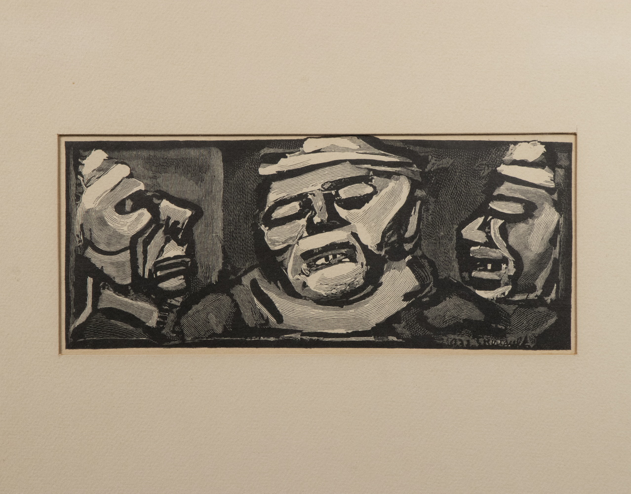 Appraisal: GEORGES ROUALT FRANCE - Trois Visages wood engraving on paper