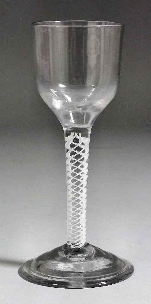 Appraisal: An th Century wine glass with plain cylindrical bowl and