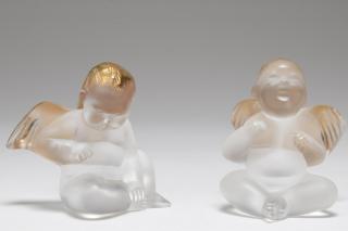 Appraisal: Lalique Crystal K Gold Elton John Cherubs Rare Lalique frosted