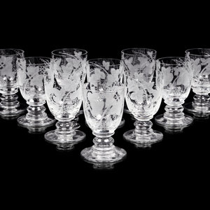 Appraisal: A Set of Sixteen William Yeoward Etched Glass Wine Goblets