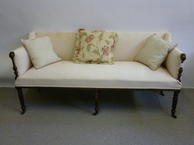 Appraisal: A GEORGE III BEECHWOOD FRAMED SETTEE early th century upholstered