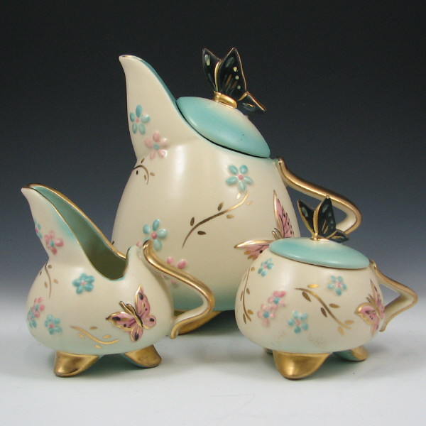 Appraisal: Hull Butterfly Tea Set - Mint Butterfly three-piece tea set