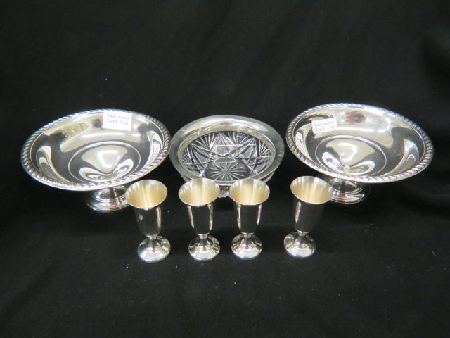 Appraisal: Estate Sterling Silver Lot pair of weighted compotes sterling cut