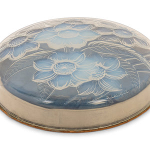 Appraisal: Ren Lalique French - Powder-Box Lid circa glass marked 'R