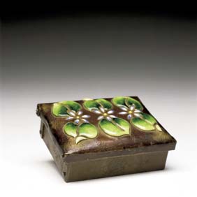 Appraisal: SIGNED ANDO ENAMEL BOX Small Japanese enamel on bronze box