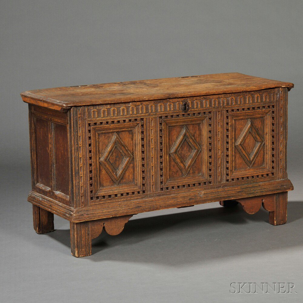 Appraisal: Red Oak Carved and Joined Chest attributed to the Norman