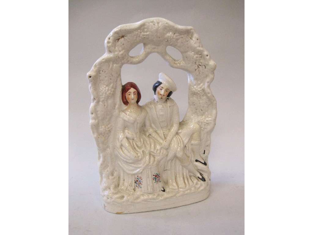 Appraisal: A Staffordshire flat back Figure of couple in a bower