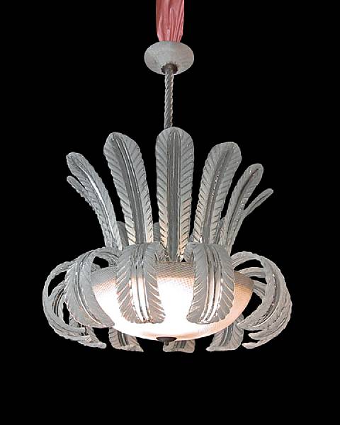 Appraisal: A Murano clear and frosted Pulegoso glass chandelier circa The