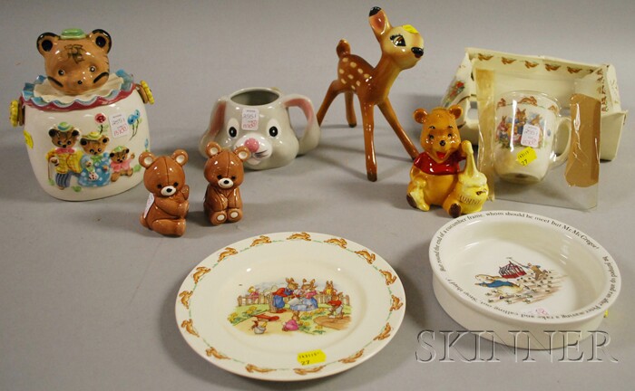 Appraisal: Nine Pieces of Assorted Children's Ceramic Tableware and Figurals including