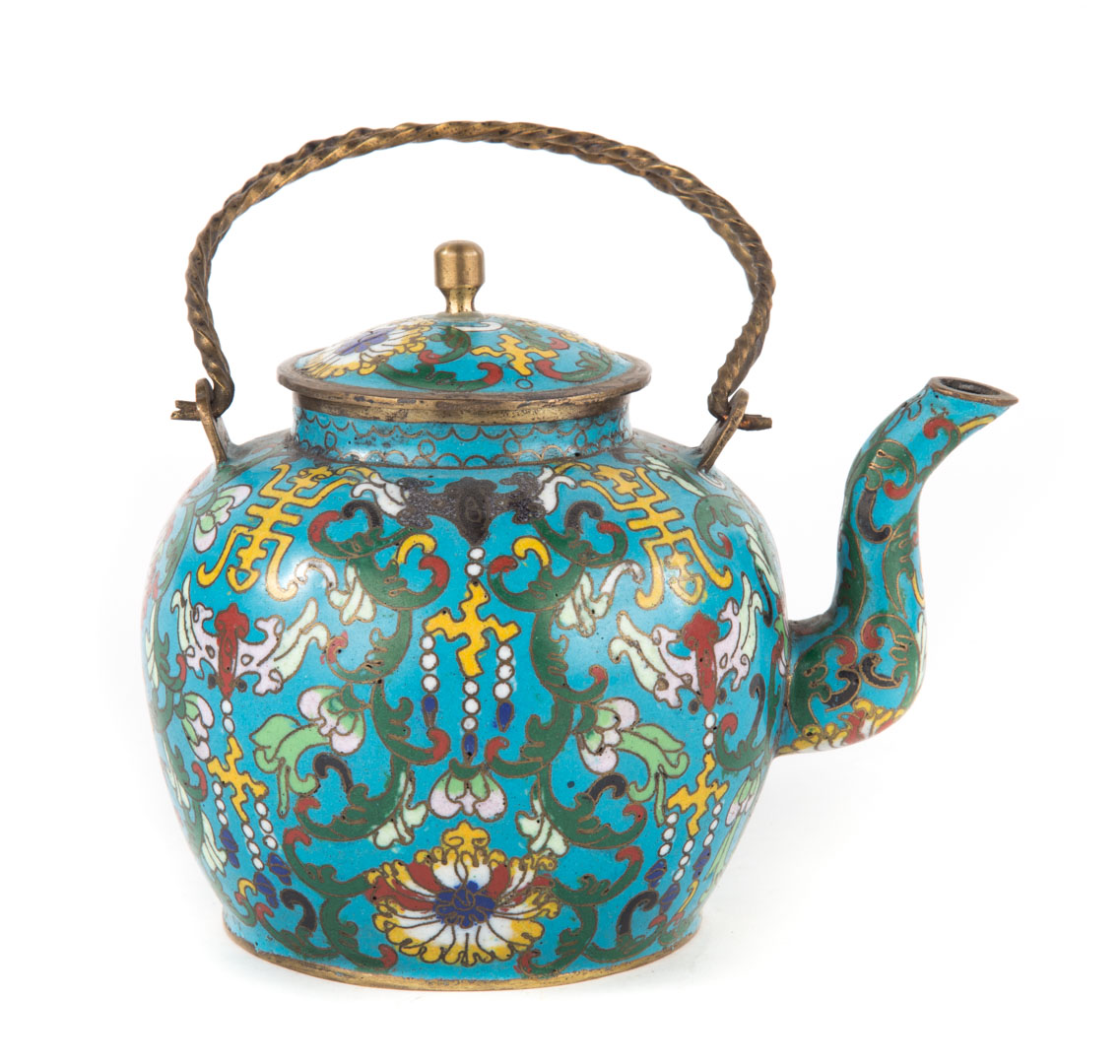 Appraisal: Chinese cloisonne enamel teapot late th early th century with