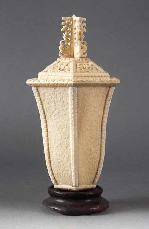 Appraisal: Chinese carved ivory lantern th century hexagonal form with floral