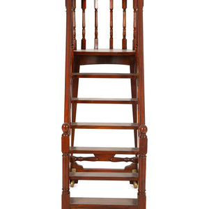 Appraisal: An English Mahogany Library Ladder TH CENTURY Height x width