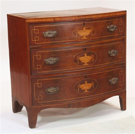 Appraisal: A George III mahogany and inlaid bowfronted chest the crossbanded