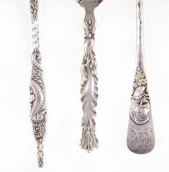 Appraisal: Whiting Seahorse and Oyster pattern cocktail forks and demitasse New