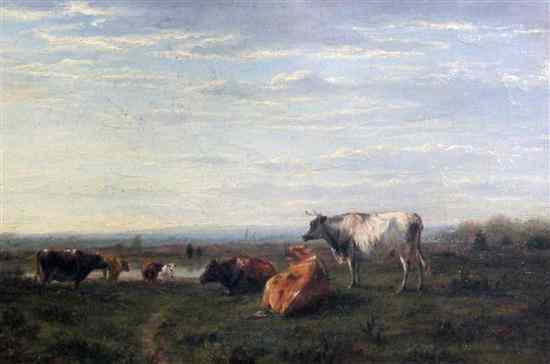 Appraisal: th C English School oil on canvas Cattle grazing in