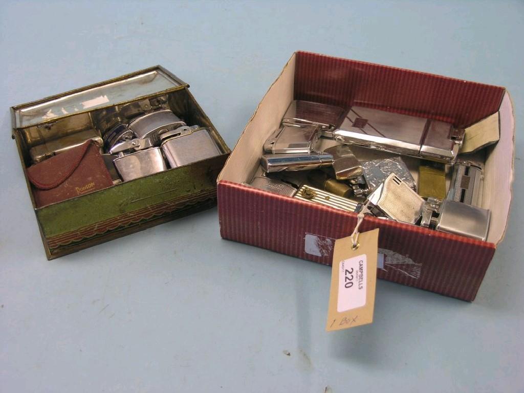 Appraisal: A collection of chrome-plated cigarette lighters