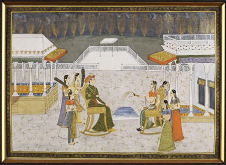 Appraisal: KISHANGARH SCHOOL INDIAN PAINTING TH CENTURY NIGHT SCENE AT THE