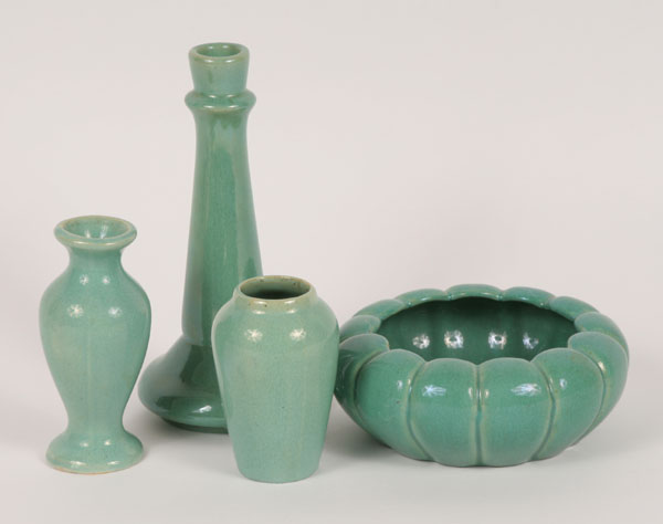 Appraisal: Lot of pieces Muncie Art Pottery with gloss green glaze