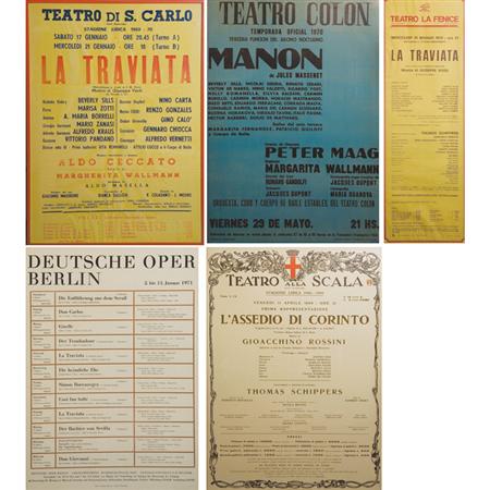 Appraisal: POSTERS Group of five posters for operas starring Beverly Sills