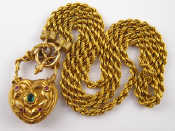 Appraisal: A fine antique gold necklace the pendant symbolising love designed