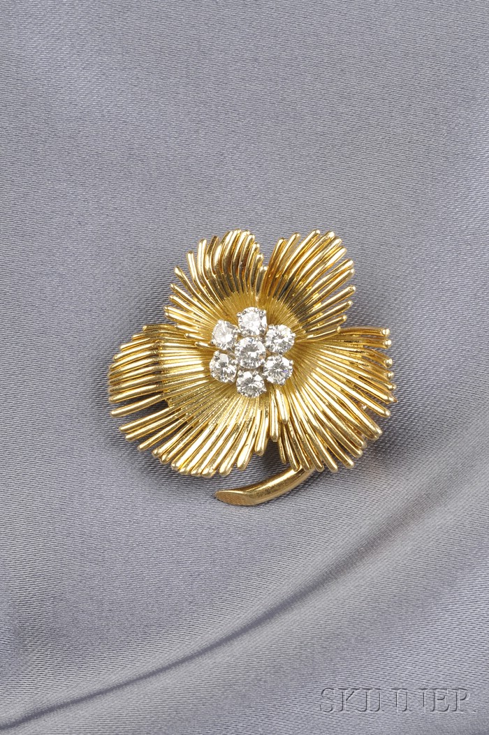 Appraisal: kt Gold and Diamond Brooch Van Cleef Arpels France designed