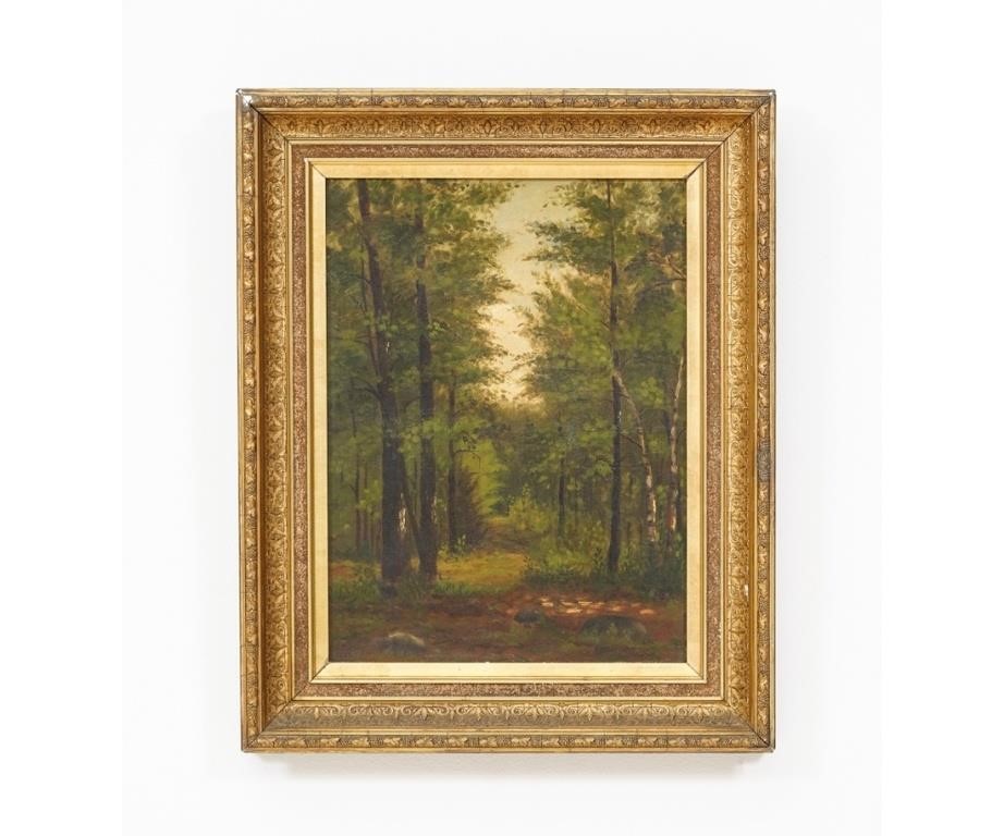 Appraisal: E A Porter oil on canvas of woodland landscape dated