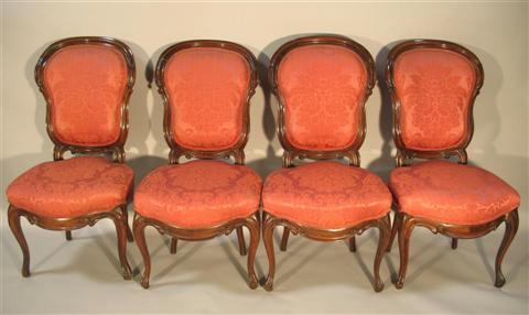 Appraisal: SET OF FOUR VICTORIAN BALLOON BACK SIDE CHAIRS Mid-late th