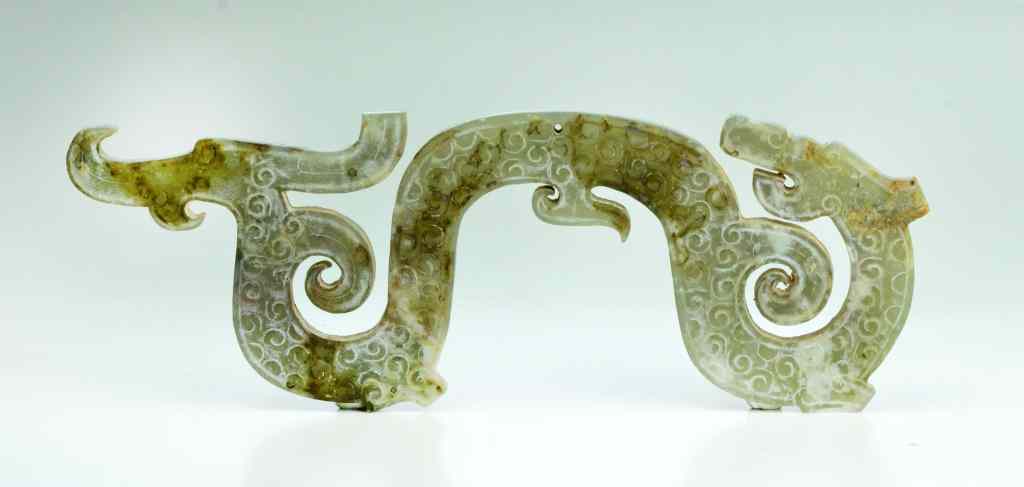 Appraisal: Chinese Archaic Style Jade PlaqueFinely carved in the archaic style